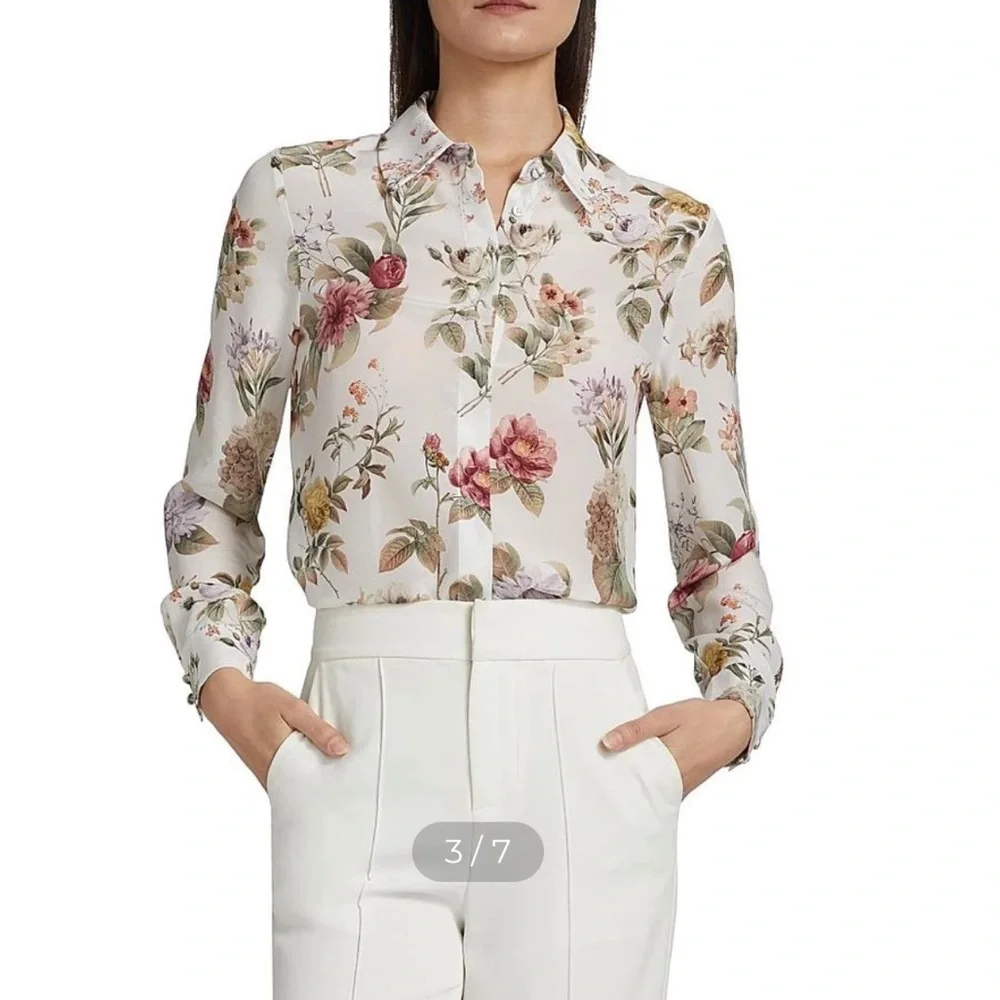 Alice + Olivia Willa Floral Silk Blouse in Floral Pattern. New without tags. - Picture 4 of 14